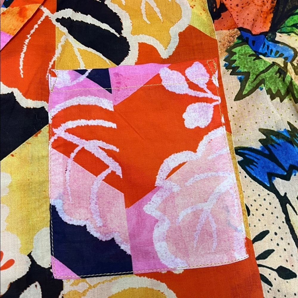 Desigual bright colored cropped Floral Shirt size small - Picture 3 of 4